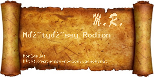 Mátyássy Rodion névjegykártya